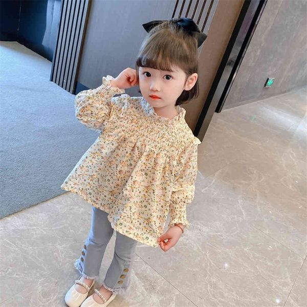 Câmara de camiseta floral Casual Casual Casual Casual Roupas de estilo casual Spring Autumn's Children's Cloths Girl 210412