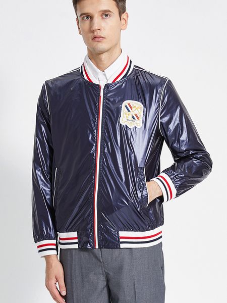 

new arrival luxury brand men's jacket autunm winter fashion korean design classic nylon cotton embroidered badges cardigan clothing, Black;brown