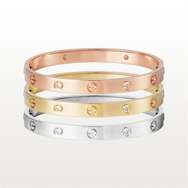 

love screw bracelet designer bracelets 4 diamonds bangle luxury jewelry accessories titanium steel alloy gold-plated never fade no173j, Black