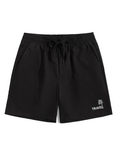 

men coconut tree & letter graphic drawstring waist shorts h2xw#, White;black