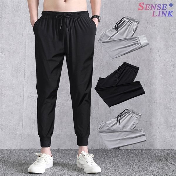 

men fashion streetwear jogger sweatpants casual loose breathable solid color elastic fitness wide leg pants trousers 220325, Black
