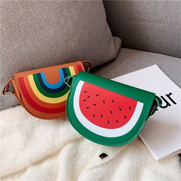 

cartoon rainbow girls baby mini shoulder bags boys kids small crossbody bag pu leather children coin purse handbags 15 years 220602