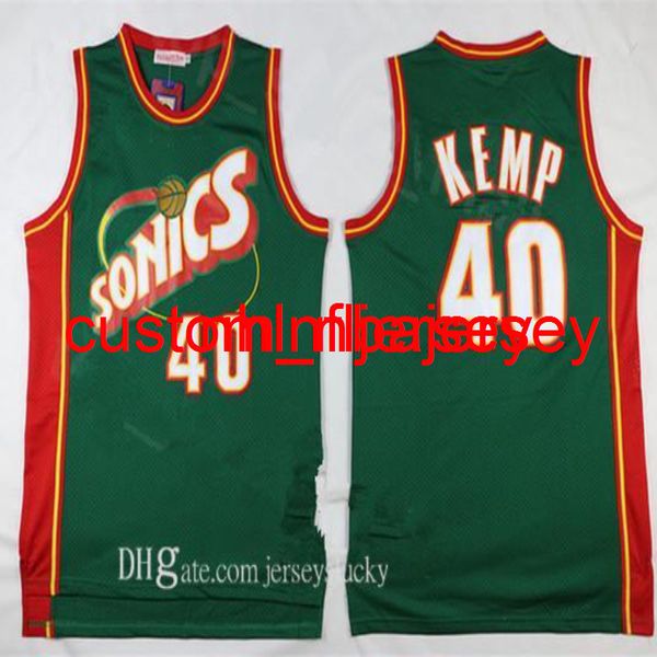 Erkekler Shawn Kemp Jersey Gary Payton Kevin Durant Ray Allen Dikişli Yeşil Sarı Beyaz Kırmızı Ev Uzakta Nefes Basketbol Jersey S-XXL