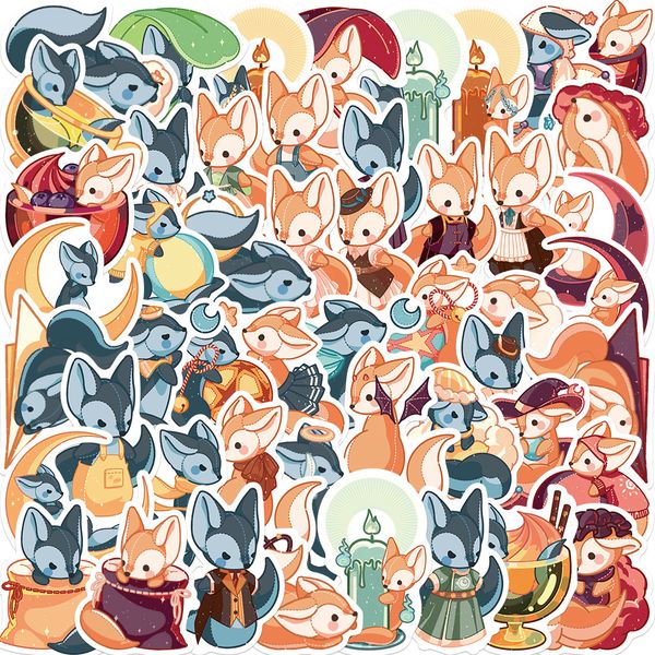 

pack of 50pcs wholesale cartoon cute fox stickers no-duplicate waterproof for luggage skateboard notebook helmet water bottle phone car deca