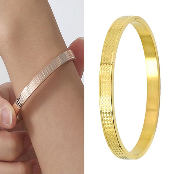 Edelstahl Armbänder Neue Mode Gold Farbe Armreif Weihnachtsgeschenk Weibliche Luxus Designer Manschette Armband Für Paare Kostüm Zubehör Freundschaft Großhandel