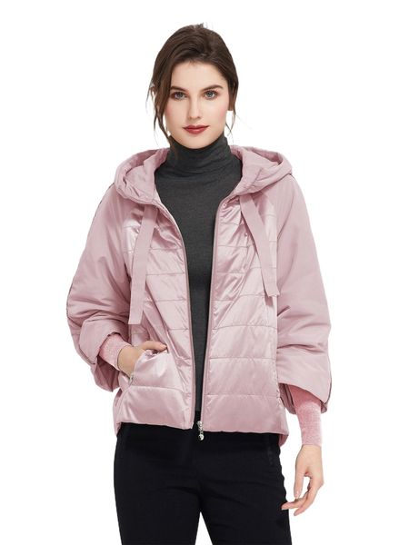 

ziai zip up hooded raglan sleeve padded coat i119#, Black