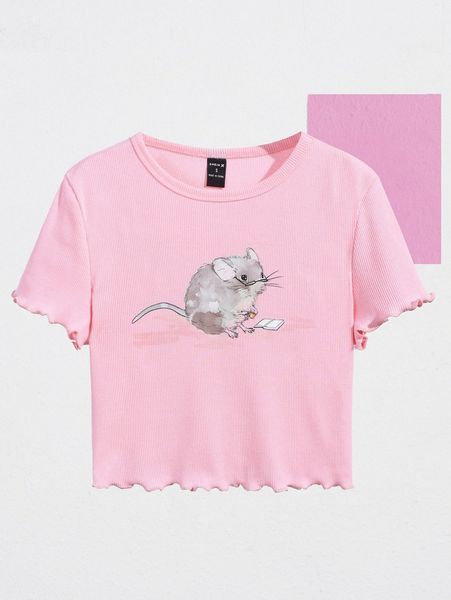 

x custombysonia cartoon print lettuce trim tee e4w0#, White