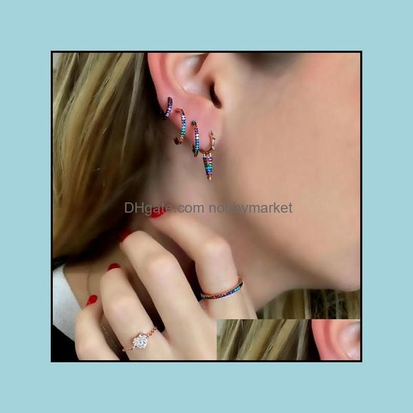 Франция Продам женщин Серьги MTI Цвет CZ Mix Rainbow Cubic Zirconia Мода Круг Объем Спайк Шарм Элегантность Великолепный подарок Drop Доставка 2021