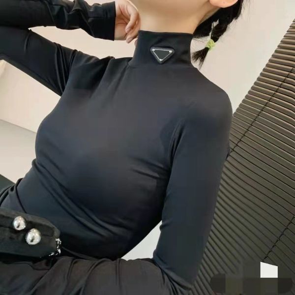 

luxury p women's hoodies triangle women long-sleeved bottoming shirt couple sweater sweatshirts, Black