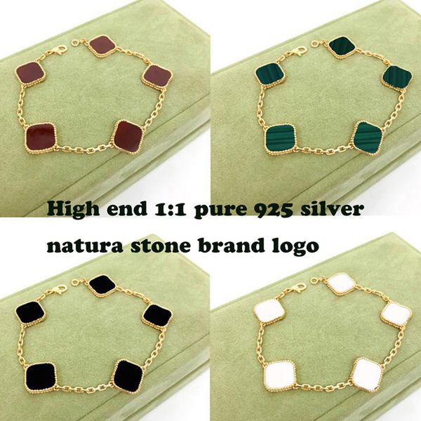 

fashion classic clover leaf 5 motifs charm bracelets vintage designer 18k gold shell mother-of-pearl love bracelet for women&girl wedding mo, Golden;silver