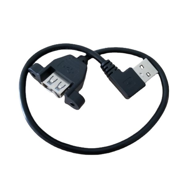 Femmina USB Montaggio con angolo sinistro a 90 gradi con vite su USB 2.0 un cavo dati maschile 30 cm