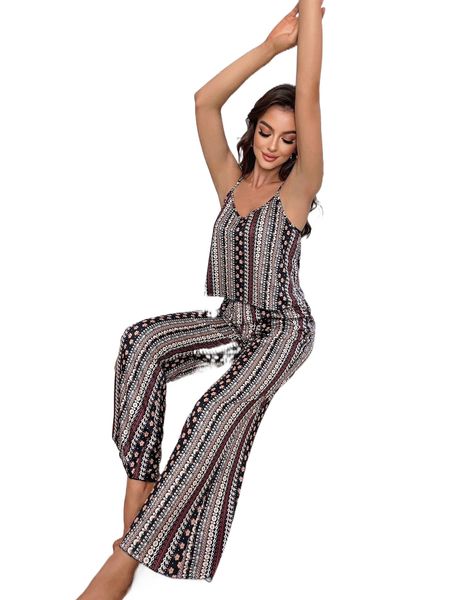 

ditsy floral cami pj set d71f#, Black;red