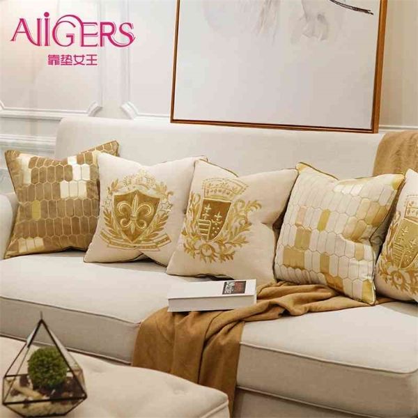 Avigers lüks nakış yastık kapağı kadife Avrupa yastık kapağı altın yastık kılıfı geometrisi ev dekoratif kanepe atma yastık 210401