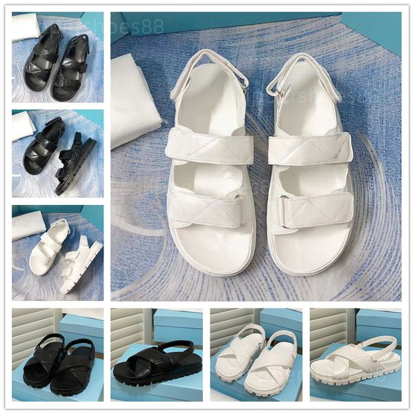 

womens padded leather sandals dad sandal slipper slide shoe famous designer women flat two strap cross sandales slides slippers shoes slingb, Black