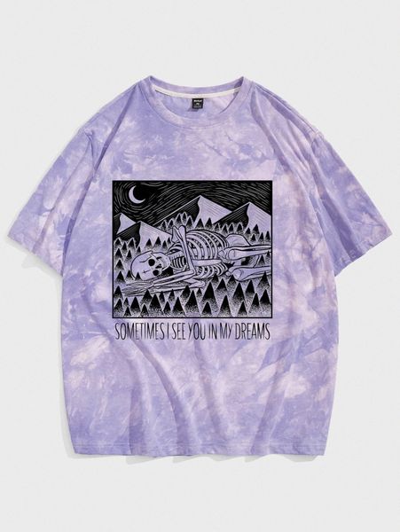 

romwe x danielevicentini guys skull tie dye tee 047r#, White;black