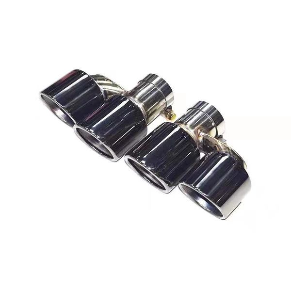 

car silver/black muffler pipe h shape 4 exits universal stainless steel exhaust pipe mufflers nozzle for audi q5 update sq5