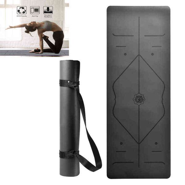 5mm kalınlığında PU ve Doğal Kauçuk Yoga Anti-Slip Pilates Mat Taşınabilir Geniş Fiess Ekipmanı T220802