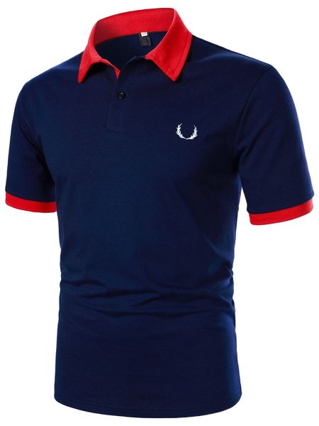 

men embroidery contrast trim polo shirt w24t#, White;black