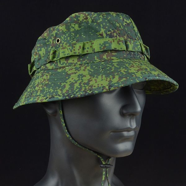 Летние военные тактические шляпы Boonie для охоты на солнце, рыбалки на открытом воздухе, камуфляжная кепка, регулируемая рыбацкая снайперская шляпа Ghillie Bucket Hats 220621