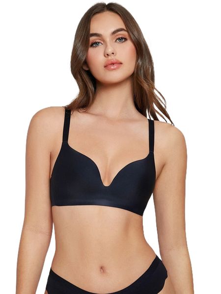 

plain full cup bralette b0hv#, Black;red