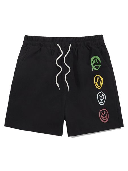 

romwe guys cartoon graphic shorts b12w#, White;black