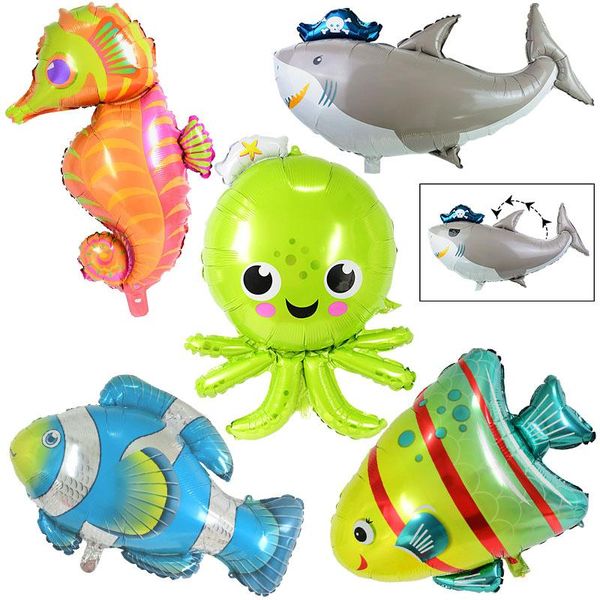 Decoração de festa 1pcs tema oceano subaquático mundo de alumínio Balões para decorações de aniversário de menino