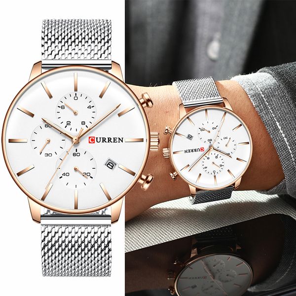 

curren luxury business chronograph quartz watch mens military sport stainless steel men watch casual male clock