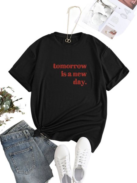 

slogan graphic round neck tee e6xn#, White