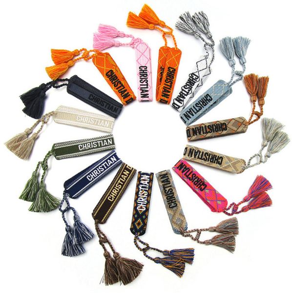

fashion luxury brand bracelets chains women men embroidered handmade woven signature tassel bangle adjustable friendship bangles holiday bea, Golden;silver