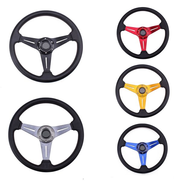 Universal 13,5 polegadas de 340 mm Modificação de couro Rodas de direção de carros esportivos com botão de buzina PVC Drifting Sport Sport Automotor Acessórios Volta de direção 5Colors