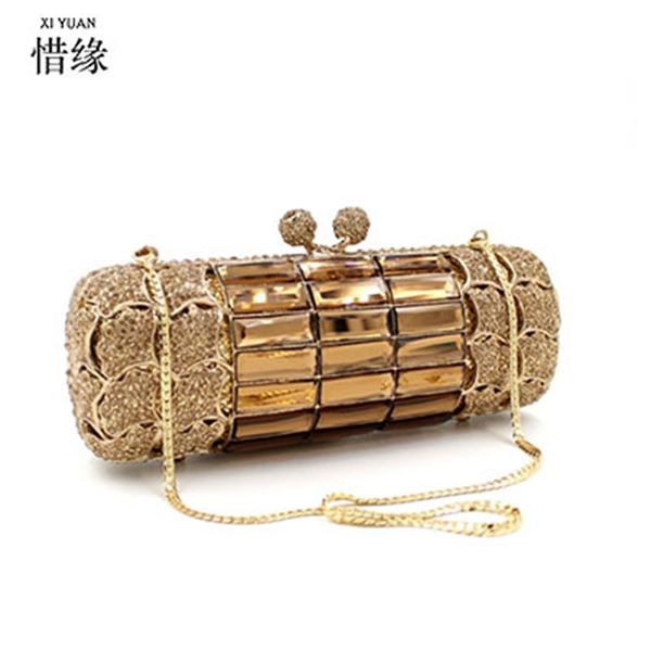 

xiyuan brand gold diamond wedding dress clutch bag bridal crystal handbags purses metal women clutches designer evening bags 220527