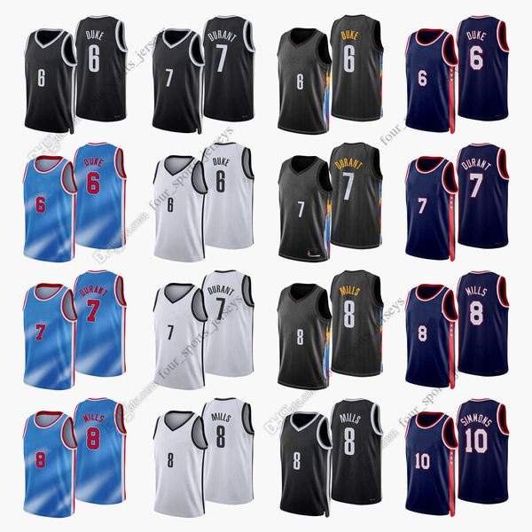 

printed 2022 new city basketball jerseys 6 david duke 7 kevin durant 8 patty mills 10 ben simmons, Black;red
