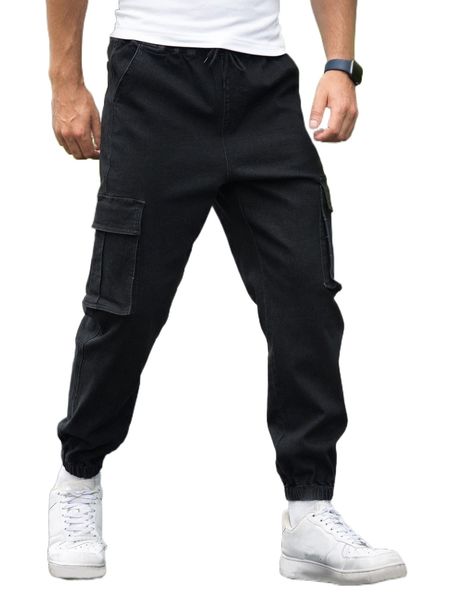 

men flap pocket cargo jeans i1l4#, Blue