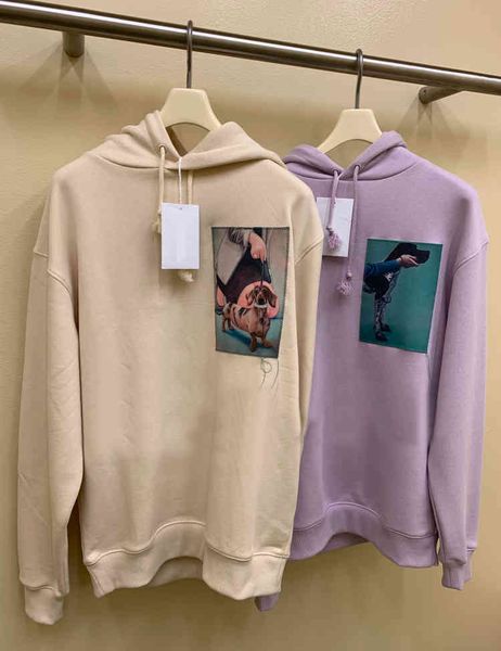 

swedish minority fall / winter 2022 new acne dog print sticker loose hoodie men's and women's designer brand, Black