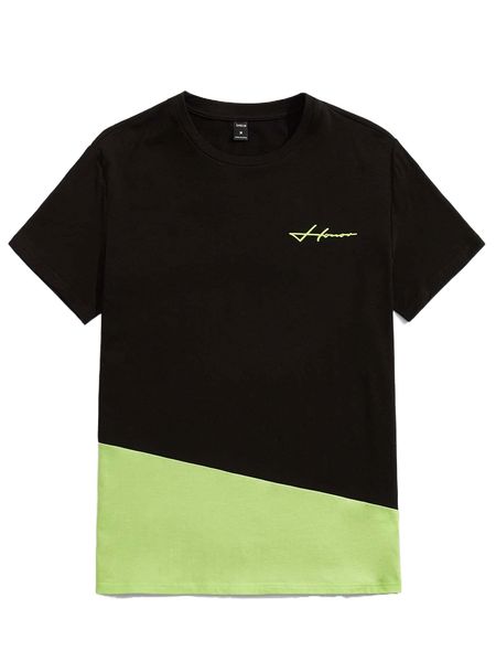 

men letter graphic colorblock tee b95k#, White;black