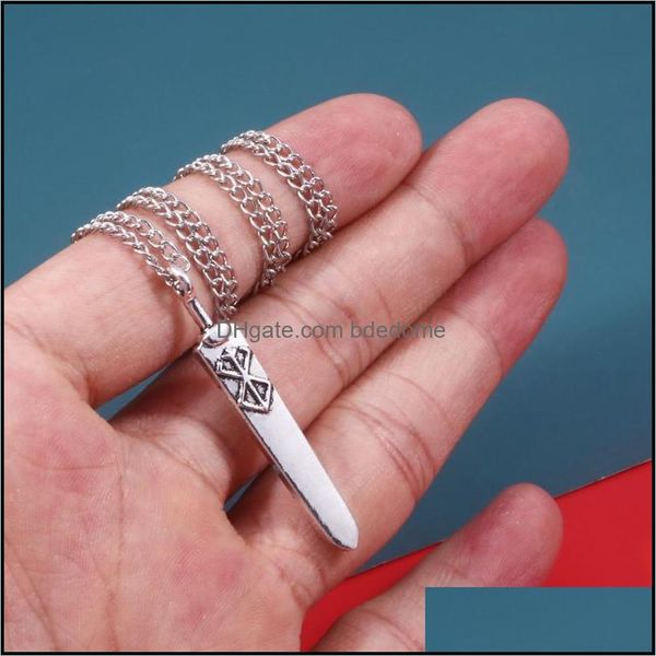 

pendant necklaces pendants jewelry game berserk brand of sacrifice guts sword necklace black swordsman m dhgcb, Silver
