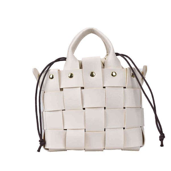 

evening bags weave mini pu leather bucket crossbody for women 2022 summer branded luxury shoulder handbags designer clutch 220428