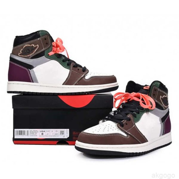 

authentic 1 high og hand crafted basketball shoes men women black archaeo brown dark chocolate dh3097-001 sports sneakers size 36-47