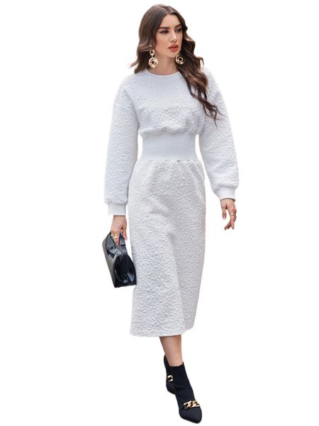 

x farah textured drop shoulder split back sweatshirt dress n4yp#, Black