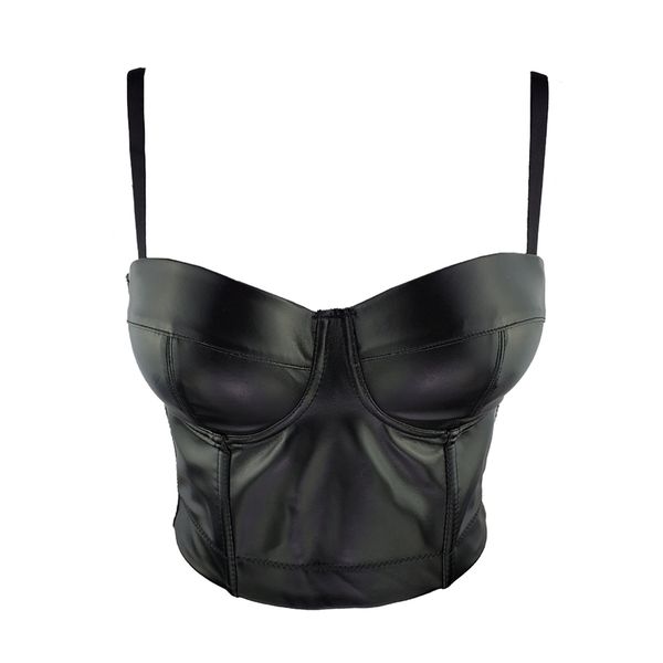 

5 colors women designer summer pu leather black white red gold silver camisole ladies camis crop 220318