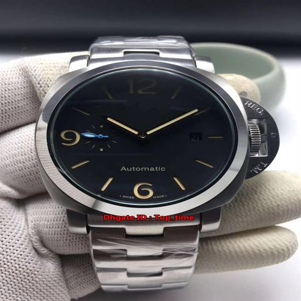 

5 style luxury 44mm full steel seagull automatic mens watch black dial stainless steel bracelet gents sports watches 2532, Slivery;brown