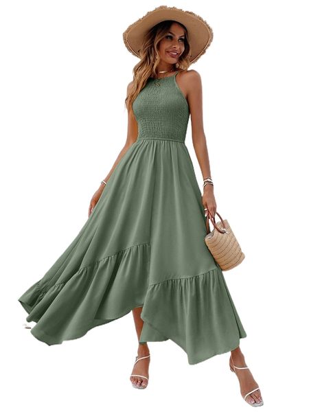 

shirred hanky hem cami dress q5zb#, Black;gray