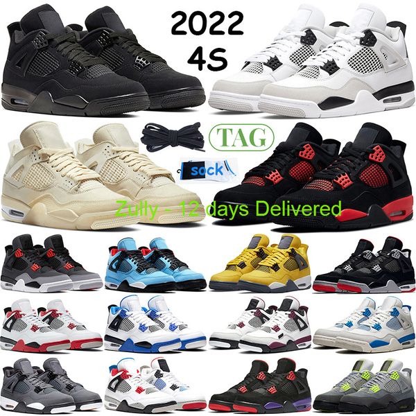 

with original box 3 days ship basketball shoes 4s military black cat university blue 4 red thunde men women desert moss 2022 infrared sail c