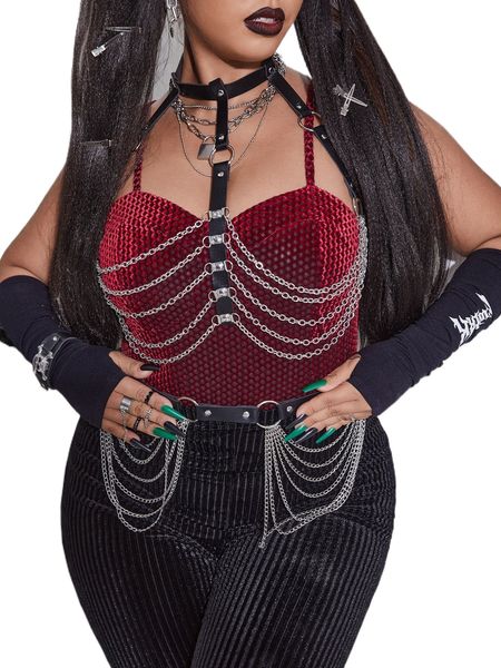 

plus 1pc velvet cami without chain a1z4#, Black