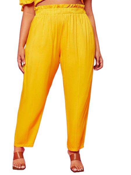 

plus paperbag waist tapered pants m9iz#, Black