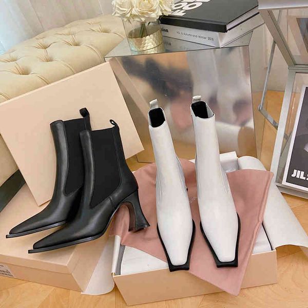 

boots chelsea women's leather boots retro square toe shoes strange style winter collection, Black