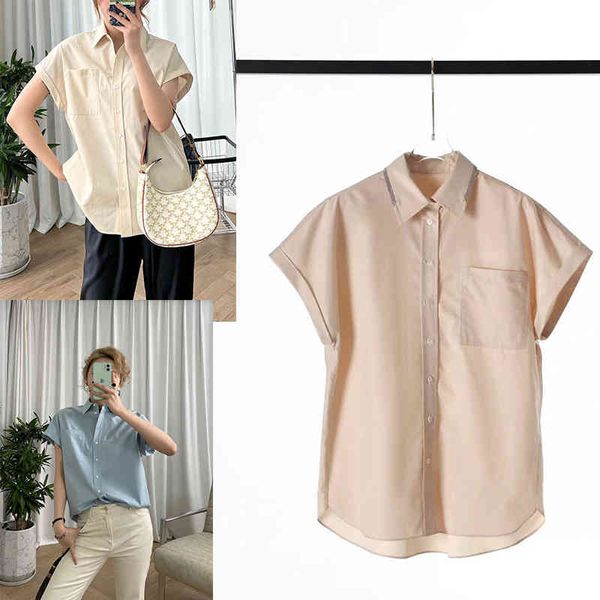 

women's polos p300320bj basic two-color cotton 100 single breasted short sleeve shirt women, White