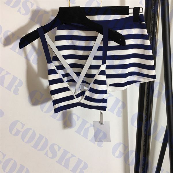 

striped print underwear womens bikini letter print women swimwear set textile ladies bra two colors