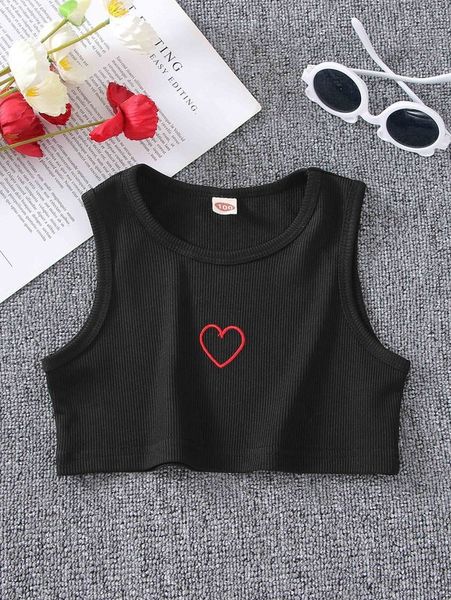 

toddler girls heart embroidered tank she, Blue