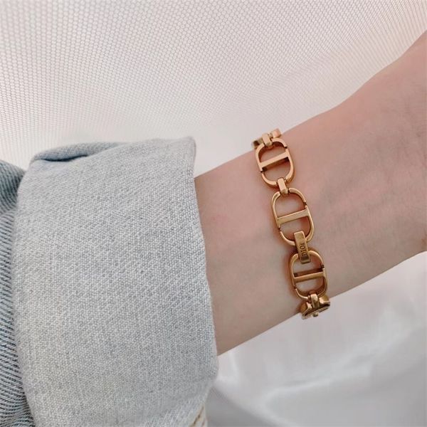 

letter connection necklace women's vintage high sense hollow bracelet, Black